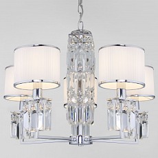 Подвесная люстра eurosvet zaffiro 10099-5 хром-прозрачный хрусталь strotskis (новый абажур)