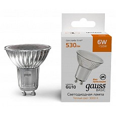 Лампа светодиодная gauss basic gu10 6Вт 3000k 10106162