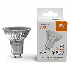Лампа светодиодная gauss basic gu10 8Вт 3000k 10106182