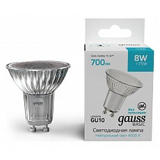 Лампа светодиодная gauss basic gu10 8Вт 4000k 10106282