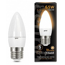 Лампа светодиодная gauss led candle e27 6.5Вт 3000k 103102107