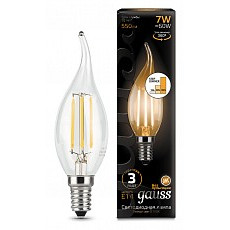 Лампа светодиодная gauss led filament candle tailed e14 7Вт 2700k 104801107-s
