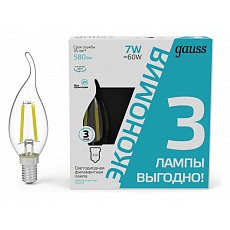 Лампа светодиодная gauss filament e14 7Вт 4100k 104901207t
