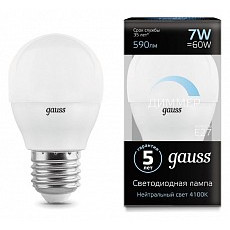 Лампа светодиодная gauss led globe-dim e27 7Вт 4100k 105102207-d