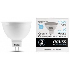 Лампа светодиодная gauss 135 gu5.3 5.5Вт 6500k 13536
