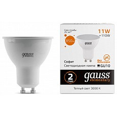 Лампа светодиодная gauss elementary gu10 11Вт 3000k 13611