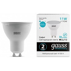 Лампа светодиодная gauss elementary gu10 11Вт 4100k 13621