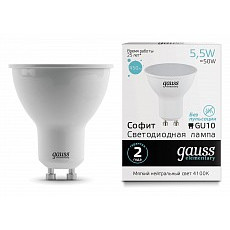 Лампа светодиодная gauss Софит gu10...
