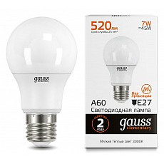 Лампа светодиодная gauss led elementary a60 e27 7Вт 3000k 23217a