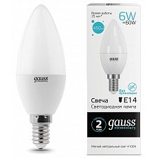 Лампа светодиодная gauss  e14 6Вт 4...