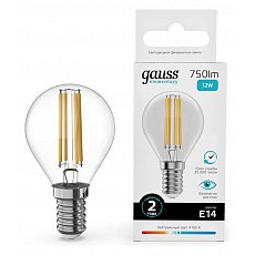Лампа светодиодная gauss filament elementary e14 12Вт 4100k 52122