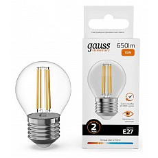 Лампа светодиодная gauss filament elementary e27 10Вт 2700k 52210
