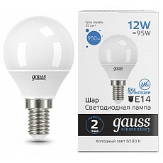Лампа светодиодная gauss elementary e14 12Вт 6500k 53132