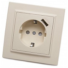 Розетка с заземлением и со шторками и usb stekker pst16-9011 39237