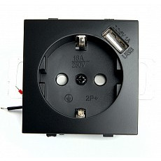 Розетка с заземлением и со шторками и 2хusb, без рамки stekker Эрна 49155