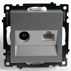 ТВ-розетка и розетка ethernet rj-45 без рамки stekker gls00-7106-03 49183