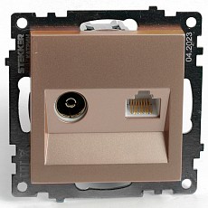 ТВ-розетка и розетка ethernet rj-45 без рамки stekker gls00-7106-02 49184