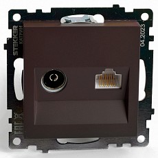ТВ-розетка и розетка ethernet rj-45 без рамки stekker gls00-7106-04 49185