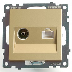ТВ-розетка и розетка ethernet rj-45 без рамки stekker Катрин 49230