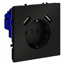 Розетка с заземлением и со шторкой и 2хusb type a, без рамки voltum s70 vls040408