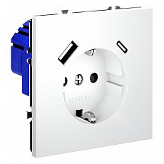 Розетка с заземлением и со шторкой и 2хusb type a и c, без рамки voltum s70 vls040502