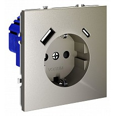 Розетка с заземлением и со шторкой и 2хusb type a и c, без рамки voltum s70 vls040504