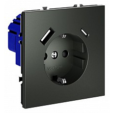 Розетка с заземлением и со шторкой и 2хusb type a и c, без рамки voltum s70 vls040506