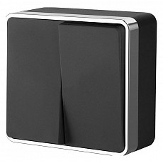 Выключатель двухклавишный werkel gallant (черный-хром) w5020035