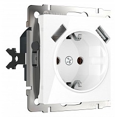 Розетка с заземлением и со шторками и 2хusb, без рамки werkel белый w1171501