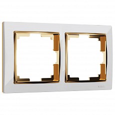 Рамка на 2 поста werkel snabb (белый-золото) w0021933
