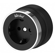 Розетка с заземлением werkel vintage (черный матовый-хром) w5871051