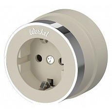 Розетка с заземлением werkel vintage (слоновая кость матовый-хром) w5871055