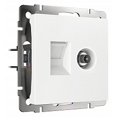 ТВ-розетка и розетка ethernet rj-45 без рамки werkel белые w1181301