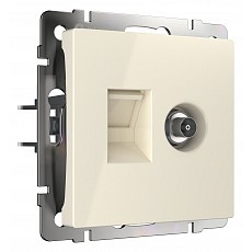 ТВ-розетка и розетка ethernet rj-45 без рамки werkel слоновая кость w1181303