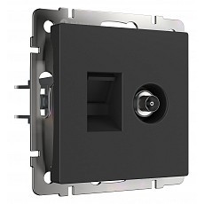 ТВ-розетка и розетка ethernet rj-45 без рамки werkel черный матовый w1181308
