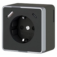 Розетка с заземлением и со шторками и usb werkel gallant (черный хром) w5071735